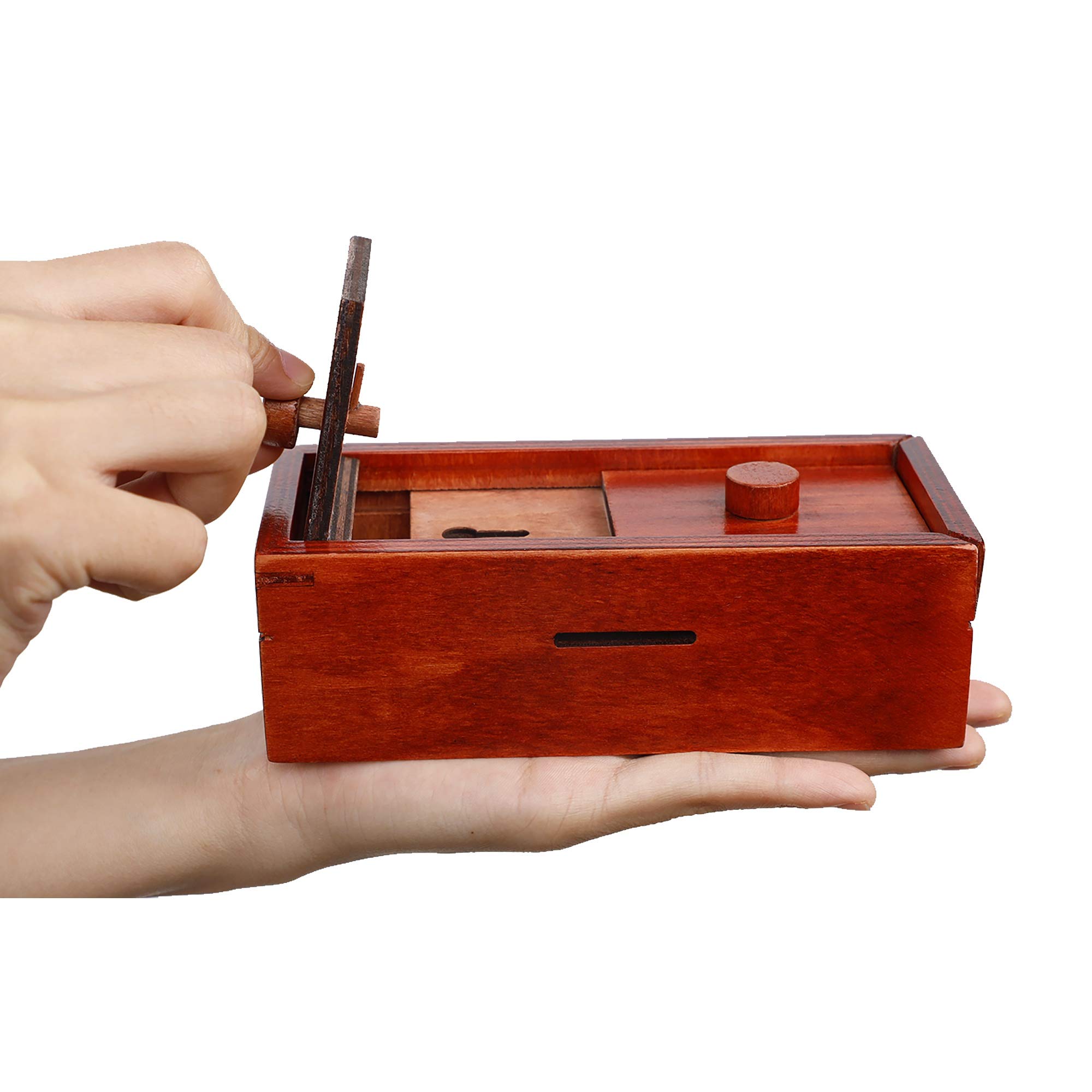 ATDAWN Puzzle Gift Case Box, Secret Puzzle Box with Hidden Compartments, Wooden Money and Gift Card Holder Box, Challenge Puzzles Brain Teasers Game