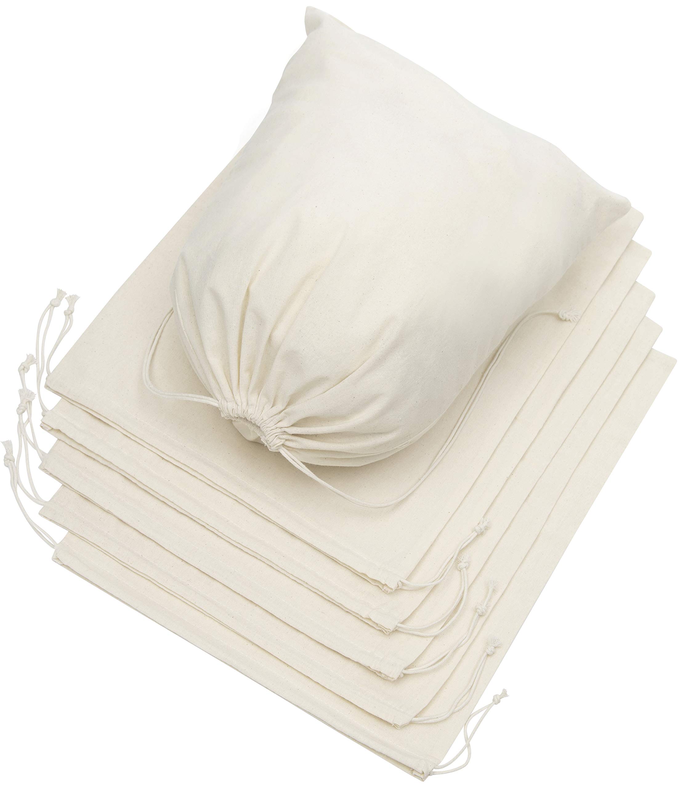 100 Percent Cotton Muslin Shoe Bags 6-Pack For Storage Pantry Gifts (35 x 43 cm, White) — image 1