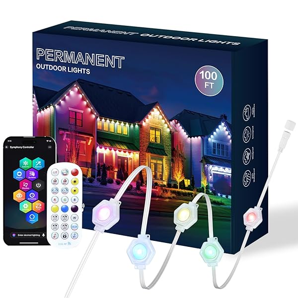 HOYECHI PERMANENT OUTDOOR LIGHTS 100FT – SMART RAINBOW...