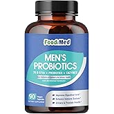 FoodiMed Probiotics for Men Digestive Health, 70 Billion CFUs Mens Probiotic with Enzymes, Prebiotics & Probiotics & Saw Palmetto for Prostate & Urinary Tract, Gas & Bloating Gut Health, 90 Capsules