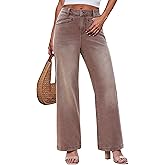 luvamia Wide Leg Jeans for Women Trendy High Waisted Welt Pockets Stretchy Denim Jeans Work Casual Trousers Pants