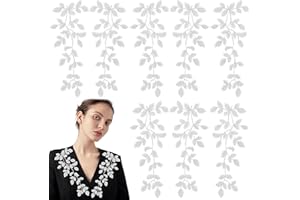 ASWEWAMT 4 Pairs White Lace Forest Leaves Vine Applique Patches Leaf Sewing Embroidery Applique Bohemian Shoulder Collar Embellishment Decorative Patches for Clothing Bags DIY Accessory Craft