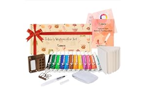 Original Tobios Mini Wooden Watercolor Paint Set – Compact Travel Art Kit with 12 Colors, Refillable Brush & Sketchbook – Unique Creative Gift for Birthdays, Holidays & Art Lovers
