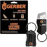 Gerber Gear Key Note Pocket Knife, 1" Plain Edge Box Cutter EDC Keychain Pocket Knife for Everyday Carry, Black