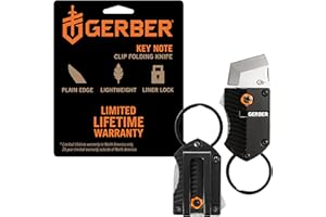 Gerber Gear Key Note Pocket Knife, 1" Plain Edge Box Cutter EDC Keychain Pocket Knife for Everyday Carry, Black