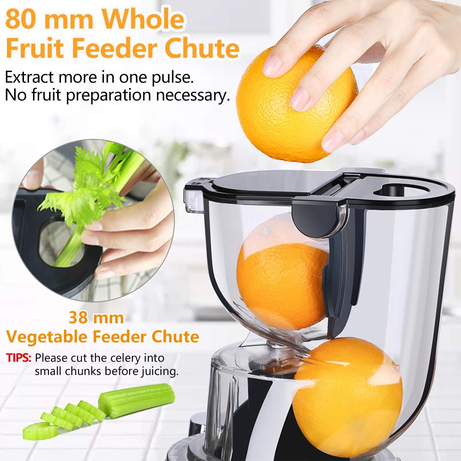 3.15inch Aobosi Slow Masticating Juicer 83mm Wide Chute Juice Extractor