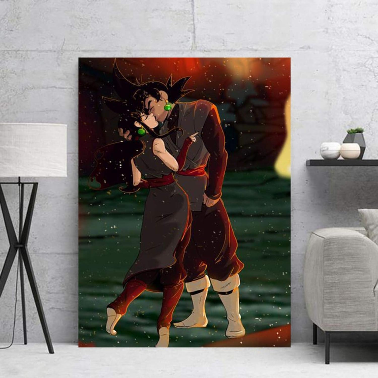 Amazon Co Jp ポスターキス超サイヤ人アニメ画像家の装飾壁画リビングルームカップルルーム装飾キャンバス絵画30x45cm 12x18inch 内枠 ホーム キッチン