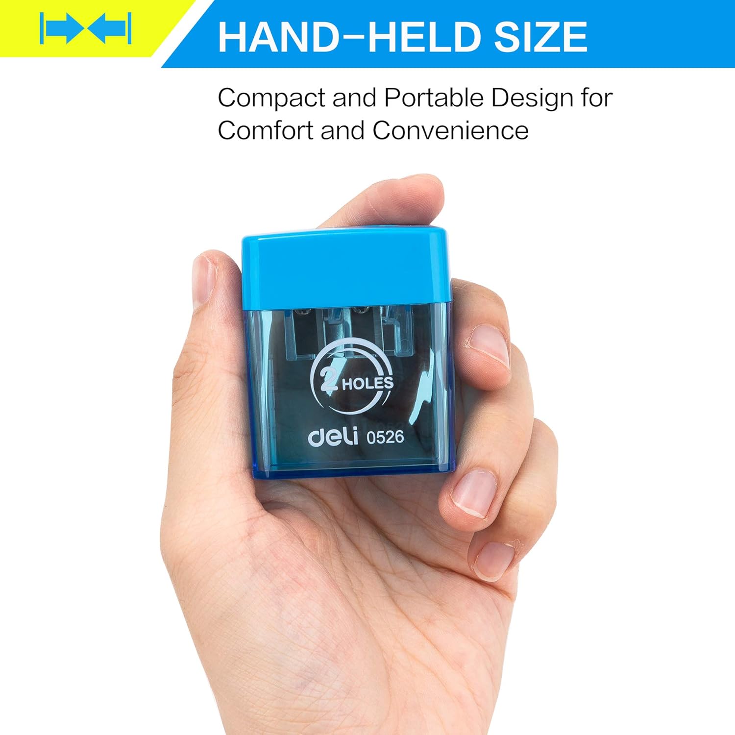 Deli Manual Pencil Sharpener with Lid, Pencil Sharpener Handheld, 2 Holes for Standard and Jumbo Pencils, Perfect for Kids, Random Color : Office Products