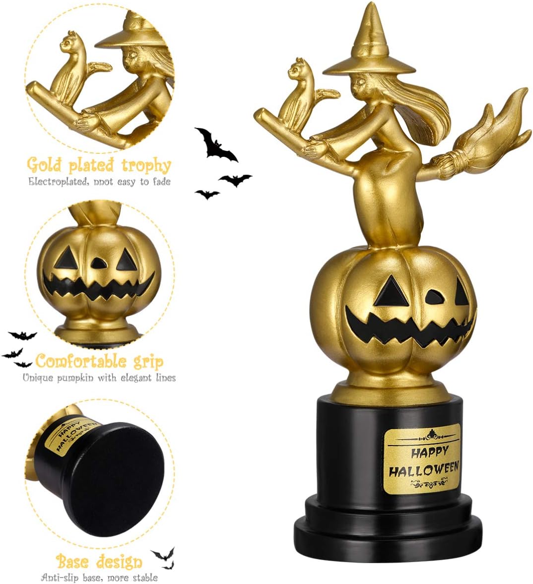 Toyvian Halloween Witch Pumpkin Trophy 6.7X4.3X6.7 Inches Costume Award for Halloween Party Contest Winner Decoration - Image 3