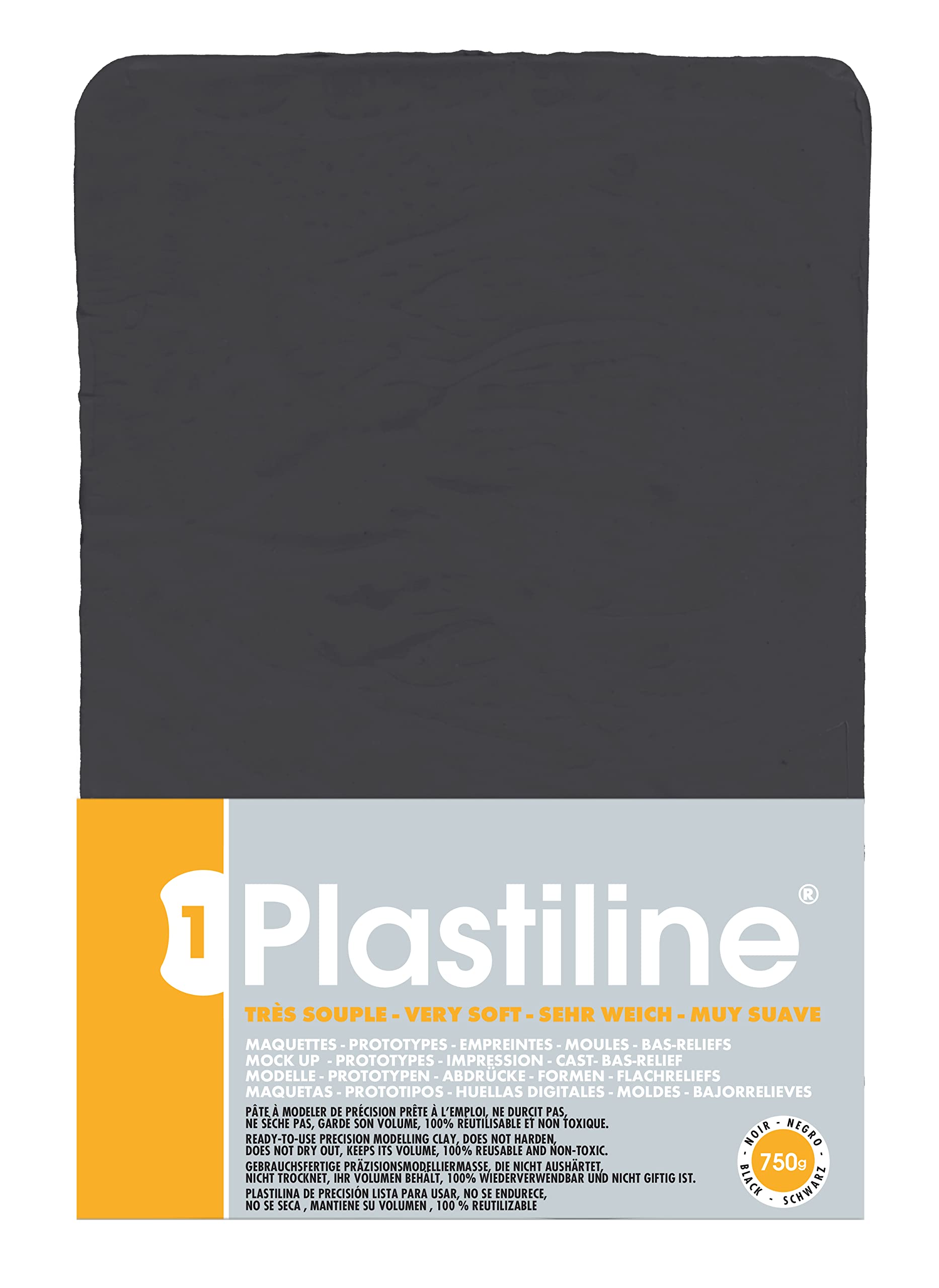 Plastiline 7940T - Plastiline sheet - Modelling Paste, High Precision - Sculpting, Moulding - Hardness 1 (very soft) - 750g - Black shade. Made in France
