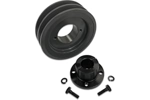 PRO-EDGE INDUSTRIAL PNEUMATICS AND CONTROLS Double Groove 4.75" Cast Iron Electric Motor " H " Pulley/Sheave, Bushing Included, for 3/8" and 1/2" Top Width 3L/A/AK/4L/4LK Section V Belt, 2 Groove (7/8" Shaft / 0.875 Bore, 2AK49H)