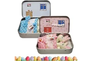 Little Pocket Bunny In A Tin Box, 2026 Upgrade Easter Basket Stuffers for Kids, DIY Pet Adoption with Mini Bunny Hugs, Mini E