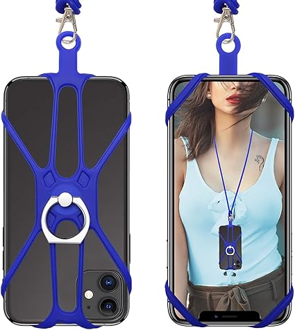 Amazon スマートフォン ストラップ Shanshui ネックすとらっぷ シリコン製 携帯電話ストラップ リングスタンド 落下防止 アウトドアなど適応 全機種対応 ブルー ストラップ マスコット 通販