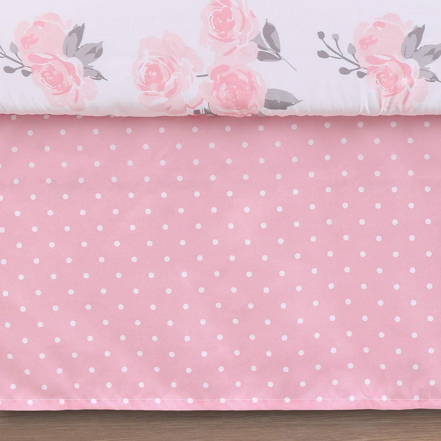 The Peanutshell Pink Floral Crib Bedding Set for Baby Girls, 3 Piece Nursery Collection: Kitchen & Dining