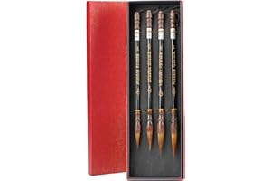 BIUNNRU Chinese Calligraphy Brush Set - Professional 4-Piece Set for Gift, Sumi Water Writing, Beginners Painting, Watercolor, Traditional Chinese Calligraphy Tools (4 pcs)