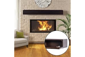 MANTELSDIRECT Houston Floating Wood Mantel Shelf with Hidden Storage Compartment - Coffee Bean 72 Inch | Beautiful Wooden Rustic Shelf for TV Remotes, Controllers, and Décor