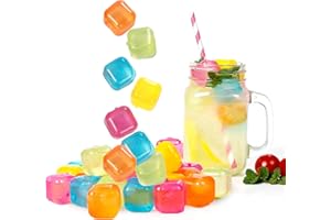 Reusable Ice Cube Plastic Ice Cubes 25 Pack Colorful Refreezable Ice Cubes for drinks, Whiskey, Vodka or Coffee, Washable Non
