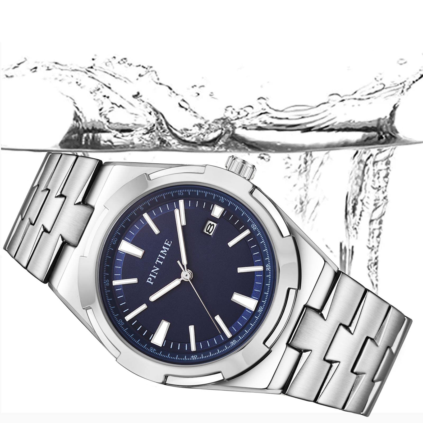 DROCUAMGOYA Men Analog Watch Solid Stainless Steel Overseas Chronograph Casual Dress Business Wrist Watch for Men Waterproof, Luminous, Auto Date