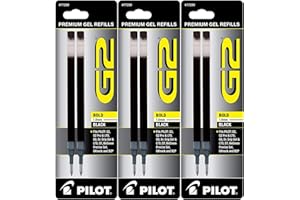 Pilot G2 Gel Ink Pen Refills, Bold Point, 1.0mm, Black Ink, 6 Refills