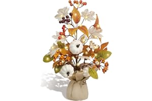 CHERICA Fall Decorations for Home 18 Inch Fall Tree, Fake Pumpkin Berry Maple Leaves Fall Decor Table Centerpieces, Autumn Harvest Home Decor Indoor for Halloween Party Thanksgiving
