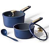 CAROTE 2QT & 2.5QT Sauce Pan Sets with Lid & Ladle Cooking Pots Nonstick Saucepans Cookware Set Small Kitchen Pot, Induction Comptable, Easy to Clean, PFOA FREE (Blue)