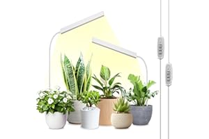 FOXGARDEN-Grow Light for Indoor Plants Growing, Full Spectrum Gooseneck Plant Light for Indoor Plants, 52 LED Bright Grow Lamp with Auto On/Off Timer 4/8/12H, 4 Dimmable Brightness, 2 Packs of White