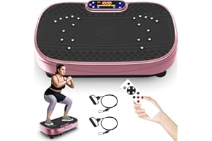SAVEYOUR Vibration Plate Exercise Machine, Whole Body Workout Fitness Platform Vibration Plate with Resistance Bands for Home Training Equipment Speed Control