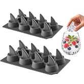 HIC Kitchen Silicone Shark Fin Ice Tray, Non-Stick, Set of 2, Each Tray Makes 8 Shark Fins