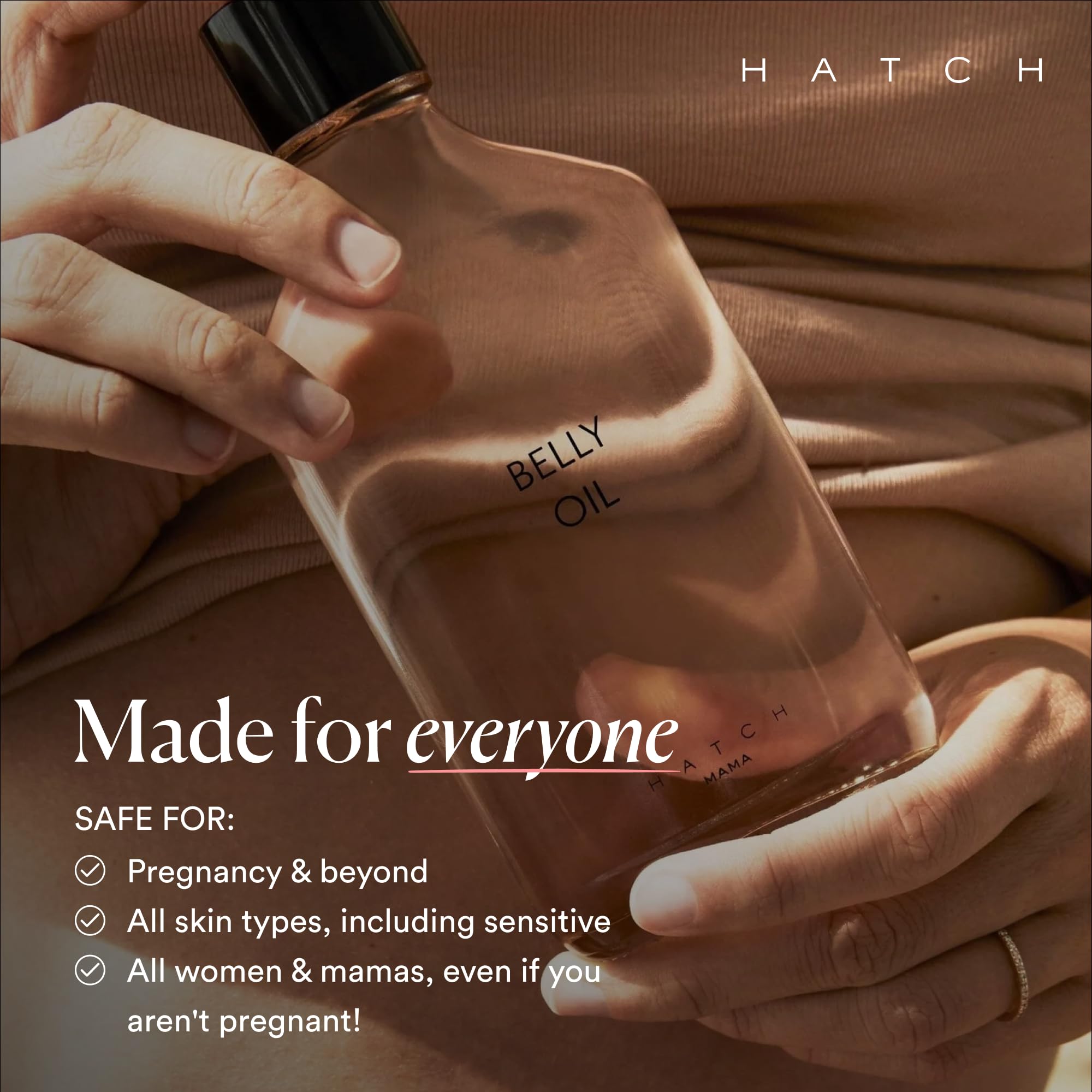 HATCH Belly Oil, Pregnancy & Postpartum Skincare for Stretch Marks, Quick-Drying for Full Body & Soothes Irritation, Plus Vegan, Clean & Plant-Based, 6.7 Fl Oz