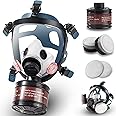 AMZYXUAN Gas Masks Survival Nuclear and Chemical, Gas Mask with 40mm Activated Carbon Filter and P-A-1 Filter, Full Face Respirator Mask for Chemicals, Gases, Welding, Vapors, Spray Paint