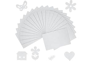 BOUBONI 20 Pcs White Soft Felt Fabric Sheet 8" x 12" Assorted Color Felt Fabric Sheets for Crafts DIY Handcraft Sewing Square