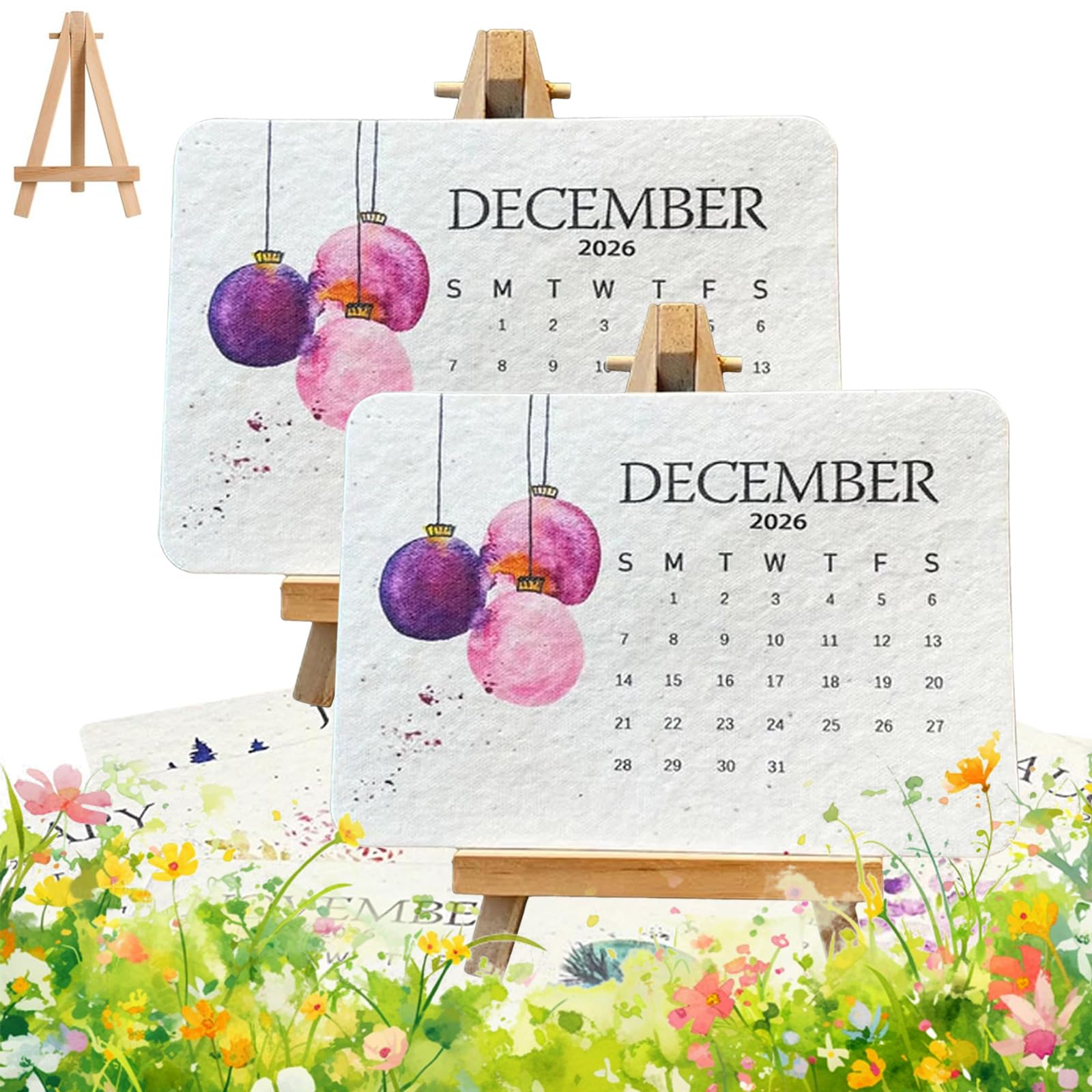 Photo 1 of 2PC Plantable Seed Calendar 2026 Eco-Friendly Plantable Calendar Monthly Green Planner with Wildflower Biodegradable Seed Calendars for Garden Home Decor