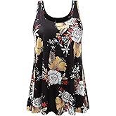 AMVELOP Tank Top for Women Built in Bra Casual Flowy Tank Pleated Sleeveless Top Loose Fit S-XXXXL