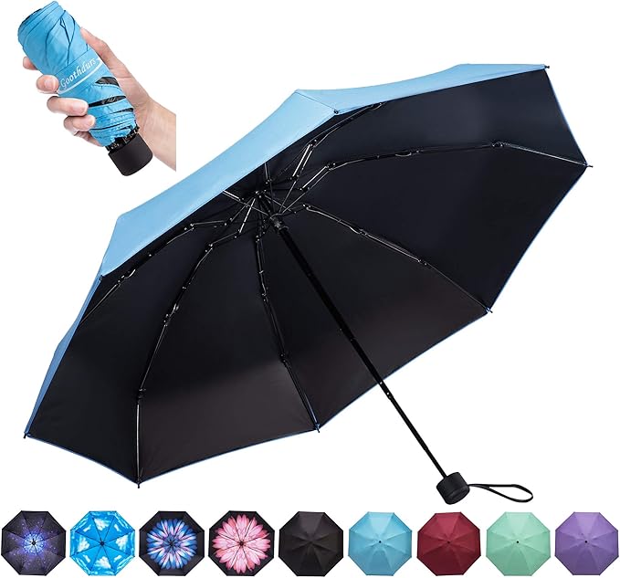 Goothdurs Travel Mini Umbrella Compact Small Sun & Rain