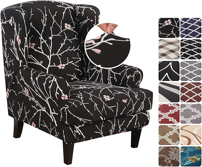 SearchI Funda de Sillón Orejero Elástica,2 Piezas Modernas Fundas para