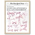 iHery Natural OAK Wood Trendy Retro Newspaper Headline Framed Wall Art, 12x16 in Pink Bow Poster Vintage Canvas Print, Beige Frame Logs Lucky Girly Bathroom Coquette Décor Living Room Set of 1