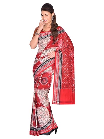ODISHA HANDLOOM Womens Sambalpuri Ikat Cotton Saree (OHAUG2019-78, Black)