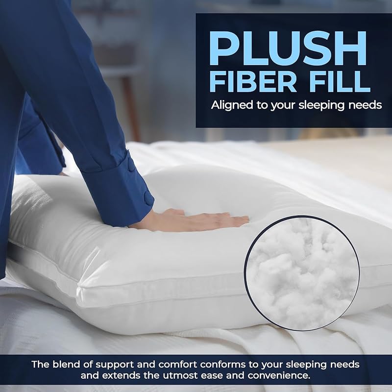 Almohada 40 x 80 cm Pack de 2, Microfibra, Blanco