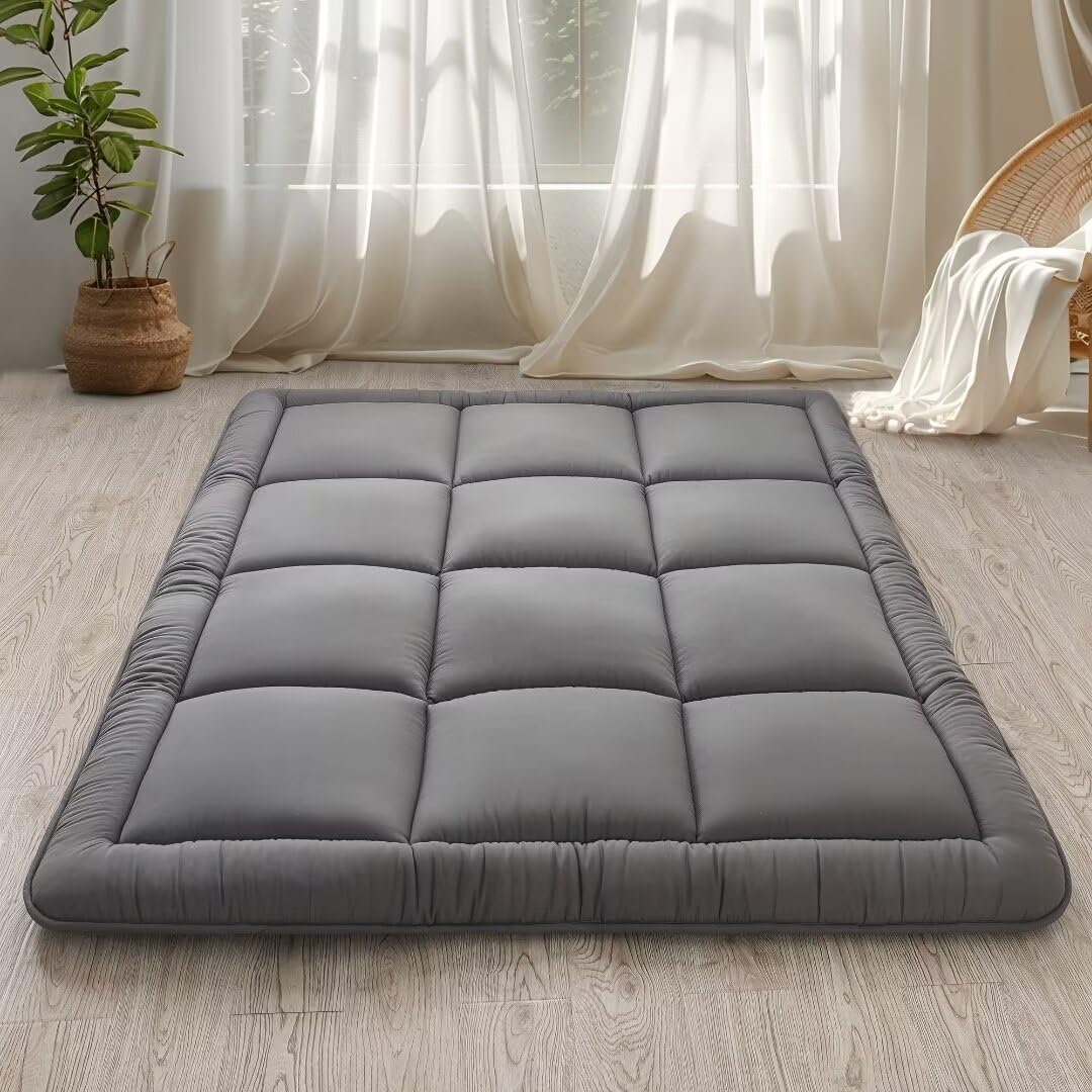 WhatsBedding Japanese Futon Mattress 3" Grey Floor Mattress Tatami Mat Foldable & Portable for Kids and Adult,Twin Size 39"x 80"
