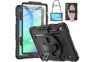 HXCASEAC Case for Samsung Galaxy Tab S10 Lite/ S10 FE/ S9 FE 10.9’’ & S9 11’’ with Screen Protector/Stylus Holder/360° Hand S