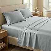Beckham Hotel Collection Queen Sheet Set 100% Cotton, 500TC Luxury Sateen Bedding, 16” Deep Pocket, Moisture-Wicking, 4-Piece, Gray