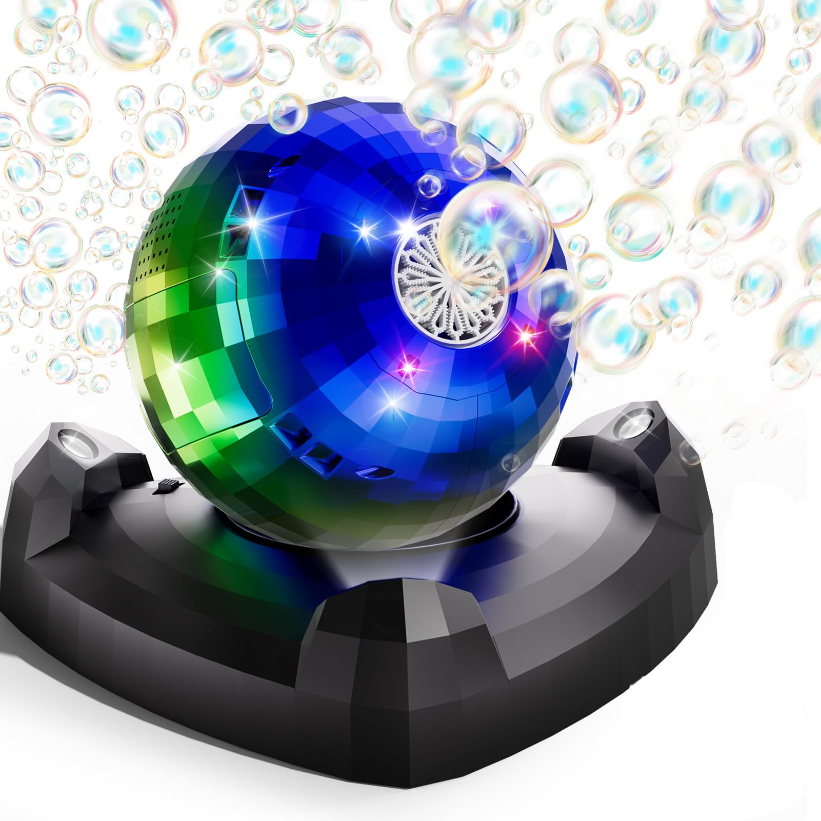 BLmukce 360° Auto-Rotating Disco Bubble Machine for Kids, 30ml Large Tank, 30 Mins Non-Stop Fun, 10,000+ Bubbles/Min, Outdoor Bubble Maker Toy for Toddlers 1-3, Boys Girls Easter Birthday Gift(Gold) — image 1