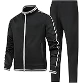 JIASCVGA Men's 2 Pieces Athletic Tracksuit Full-Zip Workout Sweatsuit with Active Jackets and Pants