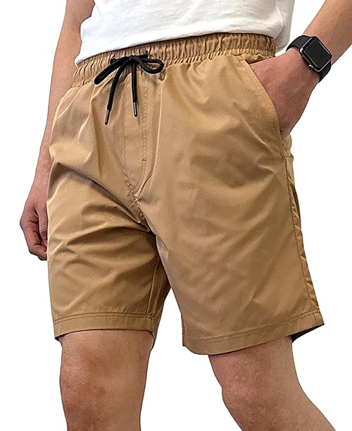 Southpole Men's Quick-Dry Water Resistant Nylon Shorts Inseam 7.5", Sand, Large