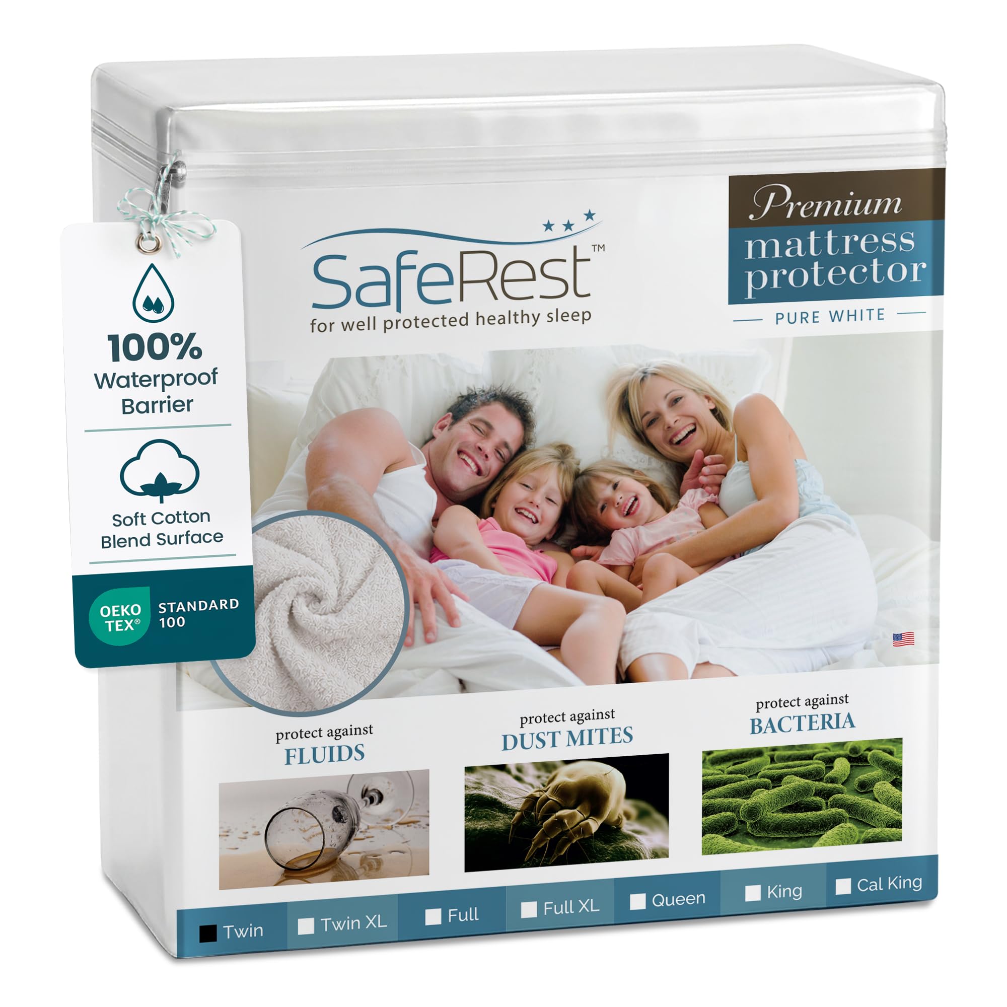 SafeRest Waterproof Twin Size Mattress Protector