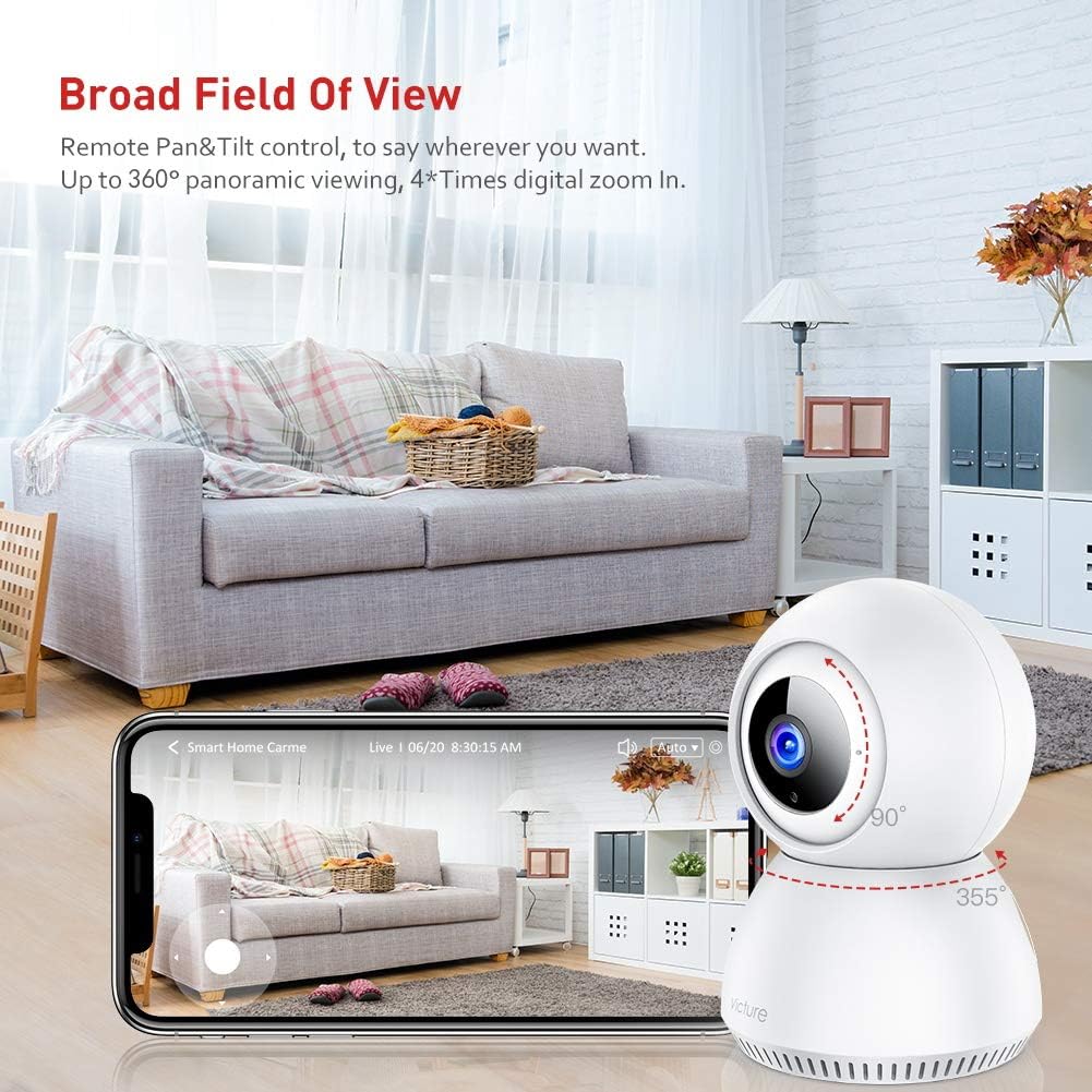 Victure 1080P FHD Baby Monitor with Smart Motion Tracking Sound Detection 2.4G WiFi Home Security Camera Indoor IP Surveillance Pet Camera with Night Vision, 2-Way Audio: Camera & Photo