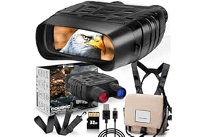 COOGEO Digital Night Vision Goggles for Complete Darkness, Night Vision Binoculars for Adults with Binoculars Harness Bag and 32GB Card, Infrared Goggles for Hunting