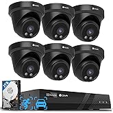 4COVR PoE Security Camera System Outdoor, AI Human Vehicle Detection, 6Pcs 5MP Wired Commercial Dome PoE IP Camera IP67 Night Vision, 8CH 4K H.265 NVR 2TB HDD, 24/7 Home Surveillance, LY97AB5M0806