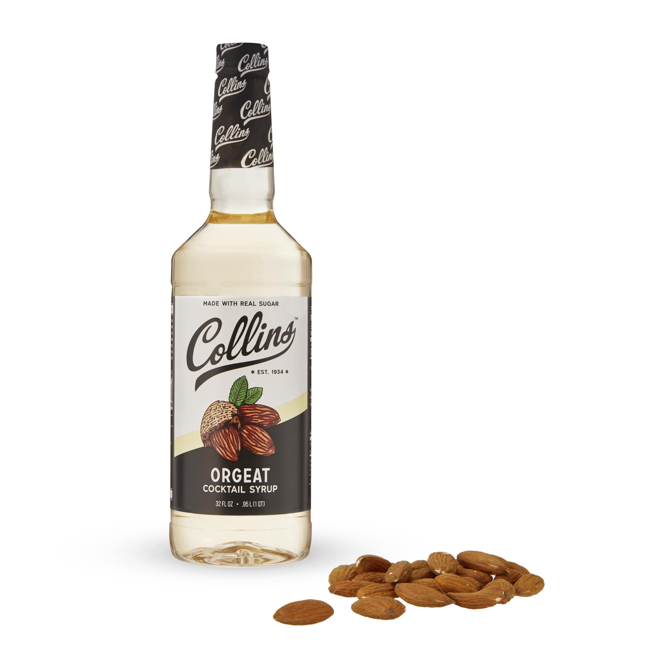 Photo 1 of Collins Orgeat Syrup, Orgeat Simple Syrup, Real Sugar Cocktail Syrups, Soda Water Flavors, Cocktail Mixers, 32 Ounces, Set of 1