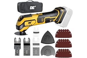 DEFORCE Cordless Oscillating Tool for Dewalt 20V Battery, 6 Variable Speed&3° Oscillation Angle Multi-Tool, 23PCS Tool Kit with Quick-Lock accessory change for Scraping, Sanding, Cutting Wood(Tool Only)yellow